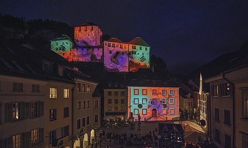 Eine Lichtinstallation der Lichtstadt Feldkirch 2021